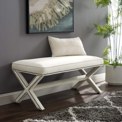 Rivet Upholstered Velvet Bench by Modway