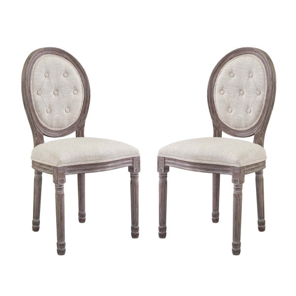 Arise Vintage French Upholstered Fabric Dining Side Chair Set of 2 by Modway