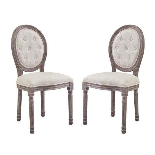 Arise Vintage French Upholstered Fabric Dining Side Chair Set of 2 by Modway