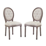 Arise Vintage French Upholstered Fabric Dining Side Chair Set of 2 by Modway