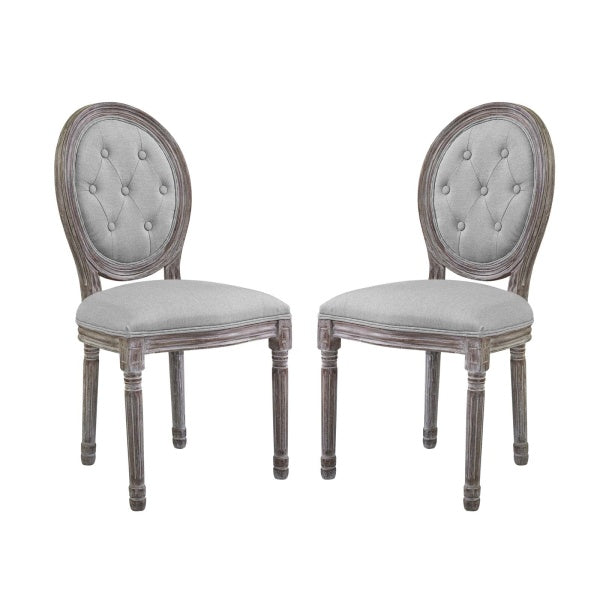 Arise Vintage French Upholstered Fabric Dining Side Chair Set of 2 by Modway