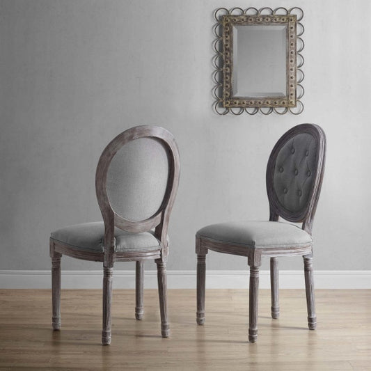 Arise Vintage French Upholstered Fabric Dining Side Chair Set of 2 by Modway