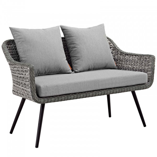 Endeavor 3 Piece Outdoor Patio Wicker Rattan Loveseat and Armchair Set Gray Gray by Modway