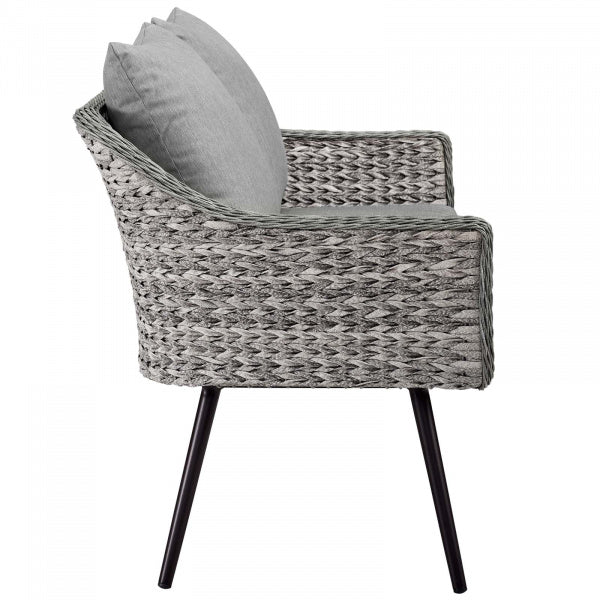 Endeavor 3 Piece Outdoor Patio Wicker Rattan Loveseat and Armchair Set Gray Gray by Modway