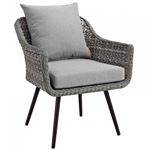 Endeavor 3 Piece Outdoor Patio Wicker Rattan Loveseat and Armchair Set Gray Gray by Modway