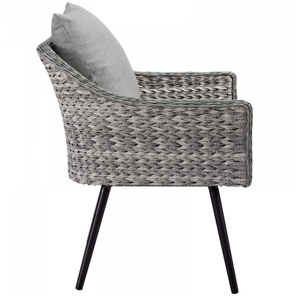 Endeavor 3 Piece Outdoor Patio Wicker Rattan Loveseat and Armchair Set Gray Gray by Modway