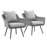 Endeavor Armchair Outdoor Patio Wicker Rattan Set of 2 in Gray Gray by Modway