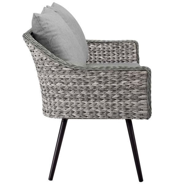Endeavor 4 Piece Outdoor Patio Wicker Rattan Sectional Sofa Set in Gray Gray by Modway