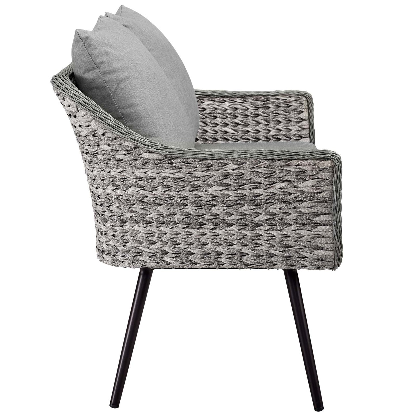 Endeavor 5 Piece Outdoor Patio Wicker Rattan Sectional Sofa Set in Gray Gray by Modway