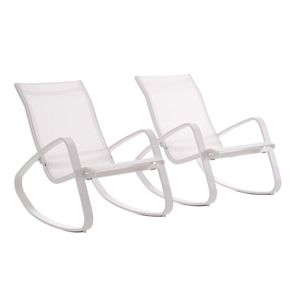 Traveler Rocking Lounge Chair Outdoor Patio Mesh Sling Set of 2 by Modway