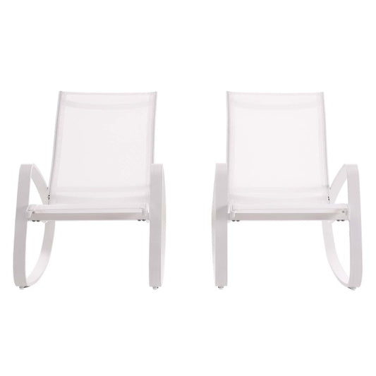 Traveler Rocking Lounge Chair Outdoor Patio Mesh Sling Set of 2 by Modway