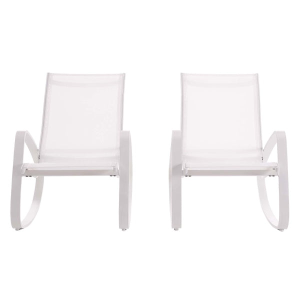 Traveler Rocking Lounge Chair Outdoor Patio Mesh Sling Set of 2 by Modway