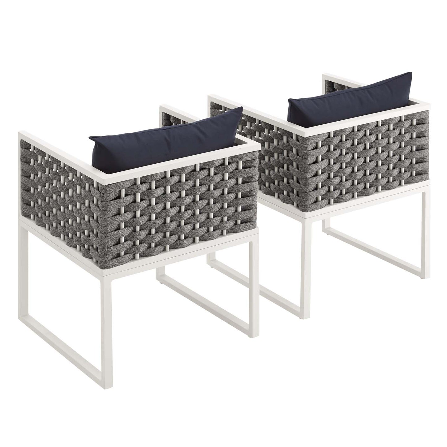 Stance Dining Armchair Outdoor Patio Aluminum Set of 2 | Polyester by Modway