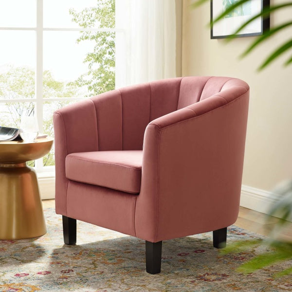 Prospect Channel Tufted Upholstered Velvet Armchair | Polyester by Modway