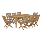 Marina 9 Piece Outdoor Patio Teak Outdoor Dining Set Natural By Modway