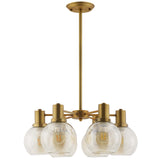 Resound Amber Glass And Brass Pendant Chandelier in Gold by Modway