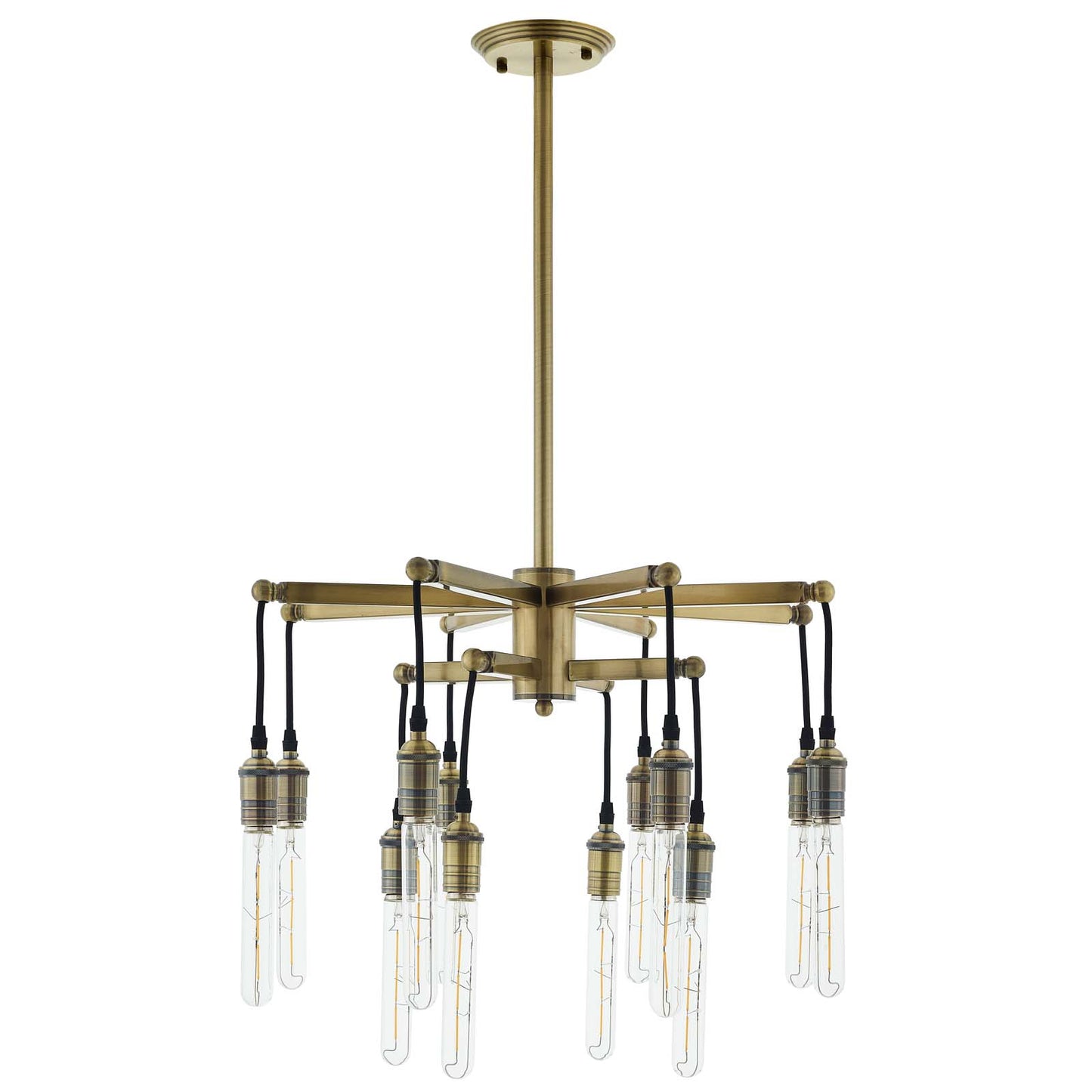 Resolve Antique Brass Ceiling Light Pendant Chandelier in Gold by Modway