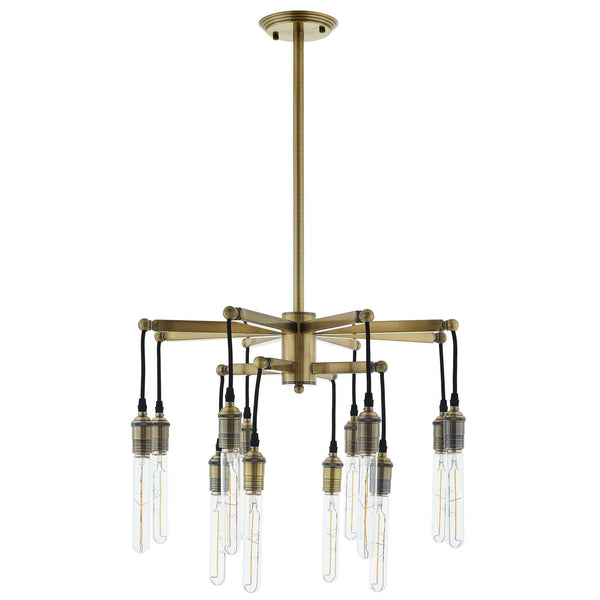 Resolve Antique Brass Ceiling Light Pendant Chandelier in Gold by Modway