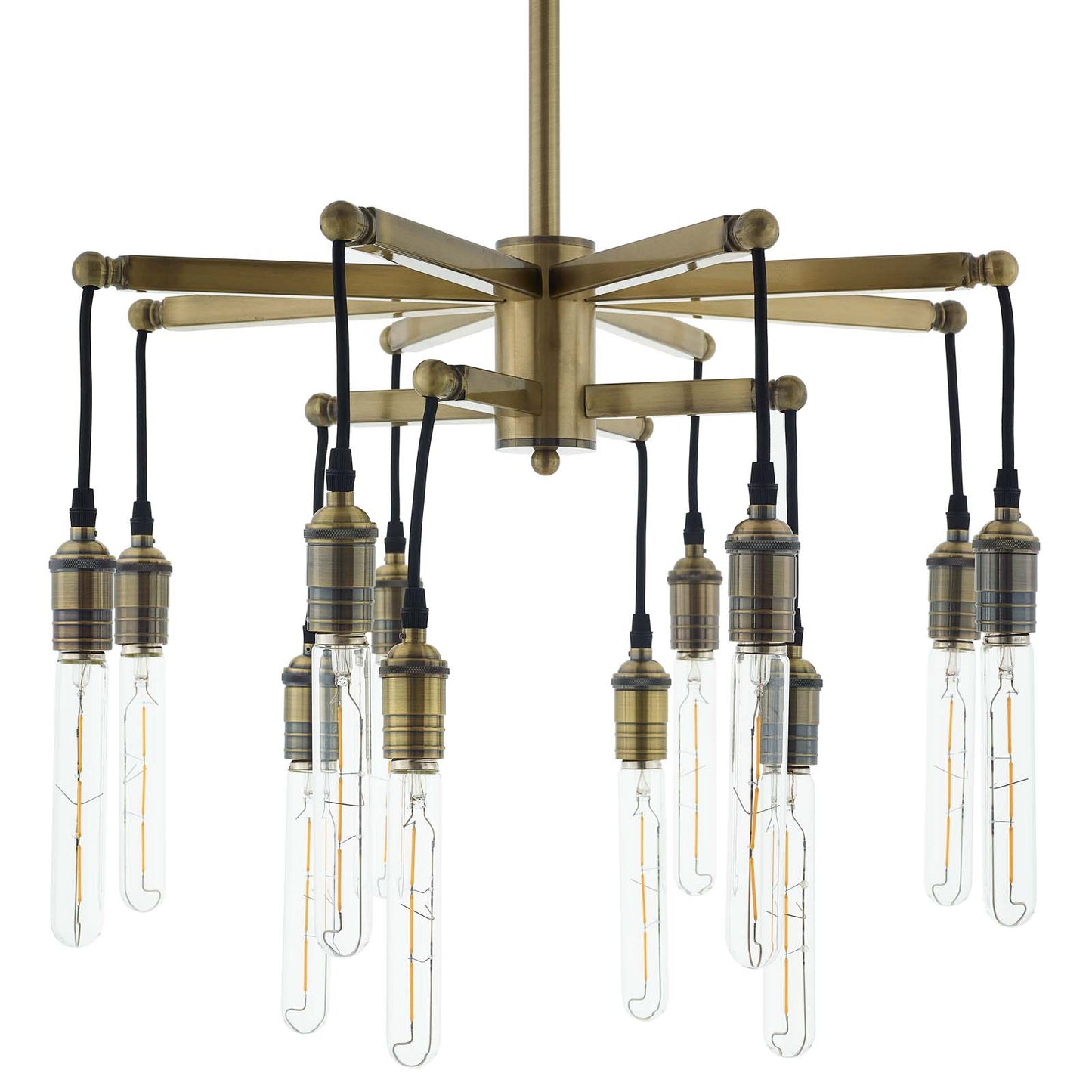 Resolve Antique Brass Ceiling Light Pendant Chandelier in Gold by Modway