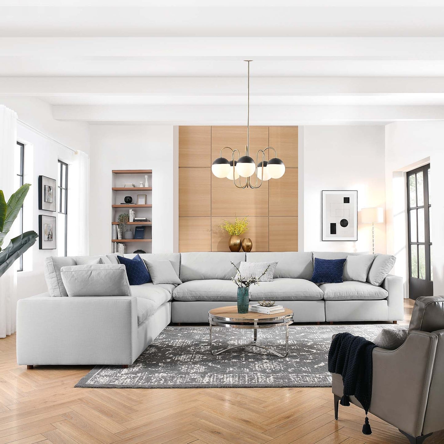 Commix Down Filled Overstuffed 6 Piece Sectional Sofa Set | Polyester by Modway