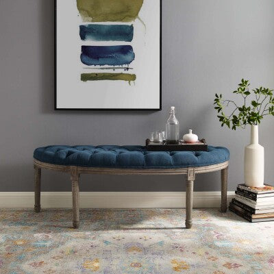 Esteem Vintage French Upholstered Fabric Semi-Circle Bench | Polyester by Modway