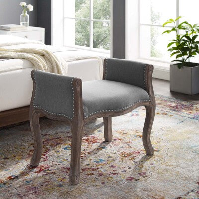 Avail Vintage French Upholstered Fabric Bench | Polyester by Modway