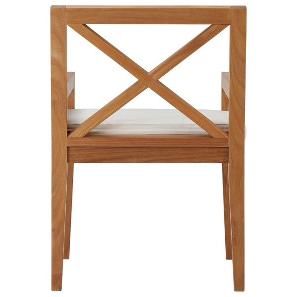 Northlake Outdoor Patio Premium Grade A Teak Wood Dining Armchair in White by Modway