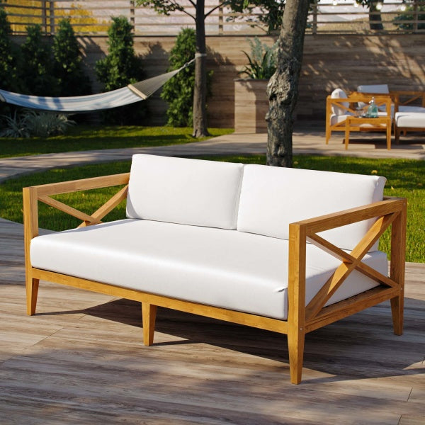 Northlake Outdoor Patio Premium Grade A Teak Wood Sofa in White by Modway