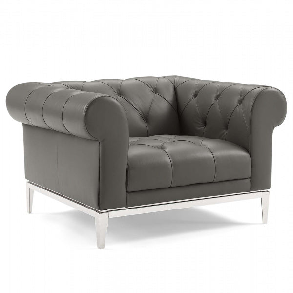Idyll Tufted Button Upholstered Leather Chesterfield Armchair by Modway