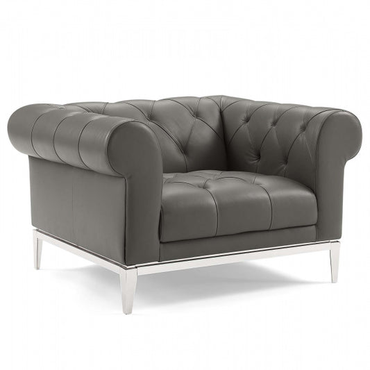 Idyll Tufted Button Upholstered Leather Chesterfield Armchair by Modway