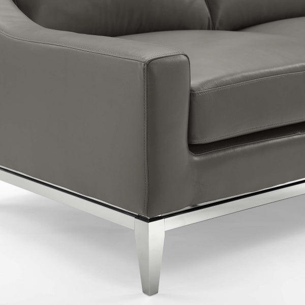 Harness Stainless Steel Base Leather Armchair by Modway
