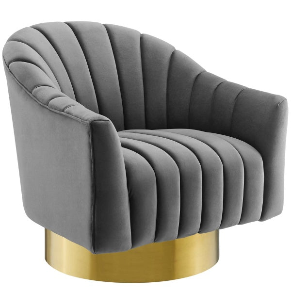 Buoyant Vertical Channel Tufted Accent Lounge Performance Velvet Swivel Chair by Modway