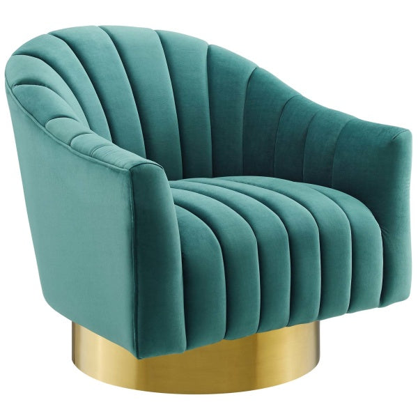 Buoyant Vertical Channel Tufted Accent Lounge Performance Velvet Swivel Chair by Modway