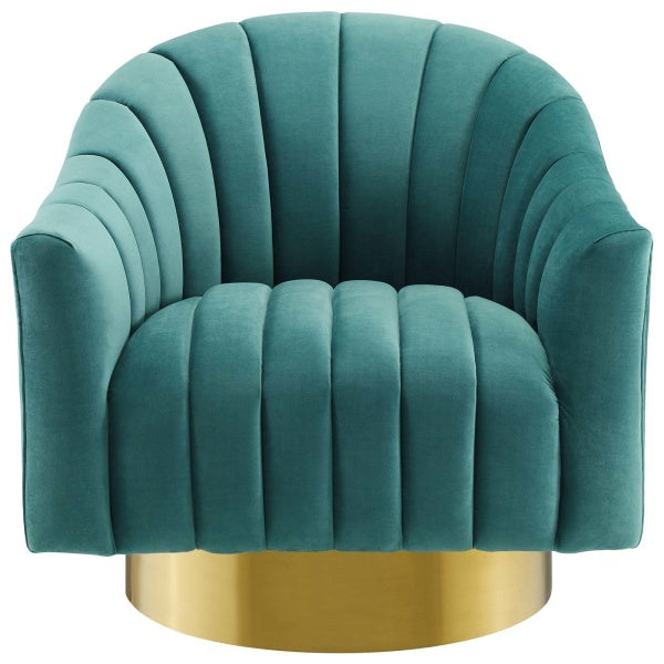 Buoyant Vertical Channel Tufted Accent Lounge Performance Velvet Swivel Chair by Modway