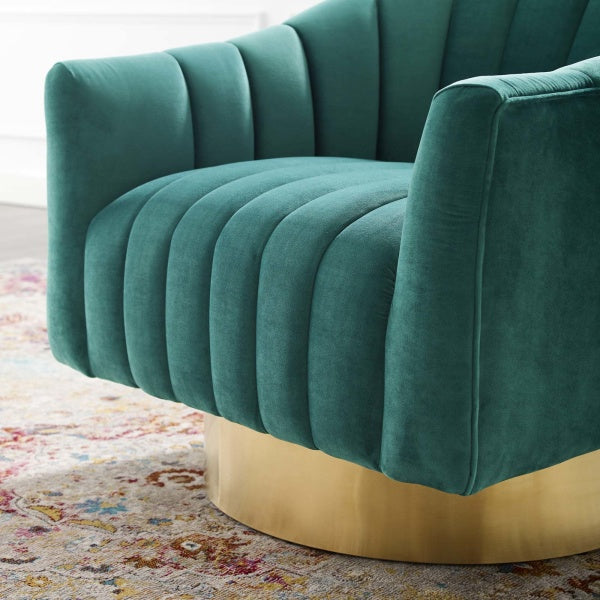Buoyant Vertical Channel Tufted Accent Lounge Performance Velvet Swivel Chair by Modway