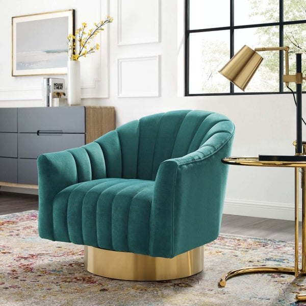 Buoyant Vertical Channel Tufted Accent Lounge Performance Velvet Swivel Chair by Modway