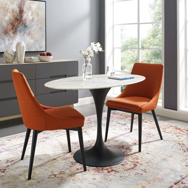 Lippa 48" Oval Artificial Marble Dining Table in Black By Modway
