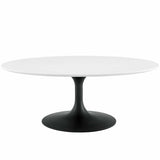 Lippa 42" Oval-Shaped Wood Coffee Table in Black White By Modway
