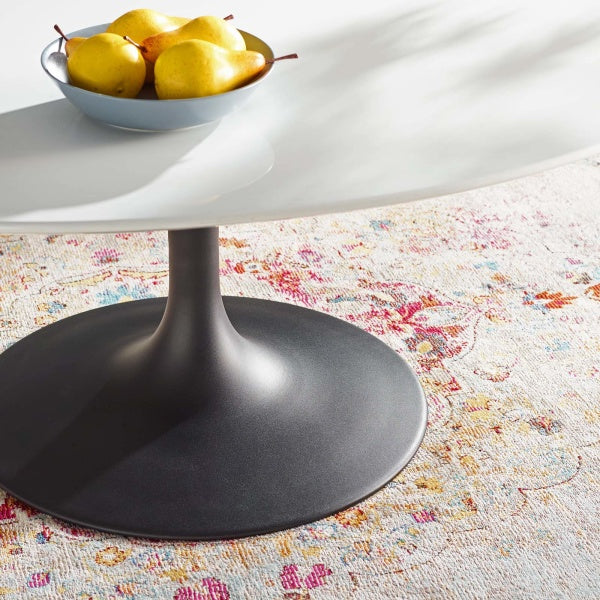 Lippa 42" Oval-Shaped Wood Coffee Table in Black White By Modway