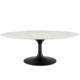Lippa 48" OvalShaped Artificial Marble Coffee Table in Black White by Modway
