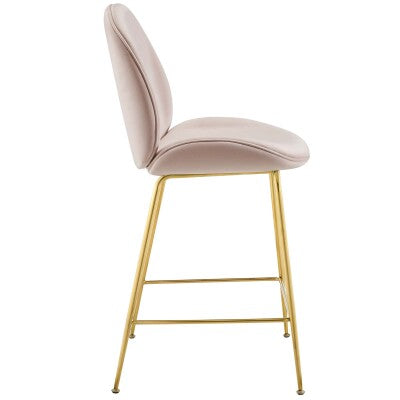 Scoop Gold Stainless Steel Leg Performance Velvet Counter Stool by Modway