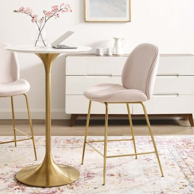 Scoop Gold Stainless Steel Leg Performance Velvet Counter Stool by Modway
