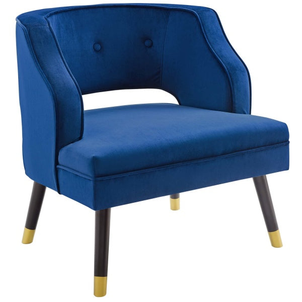 Traipse Button Tufted Open Back Stain Resistant Velvet Armchair by Modway