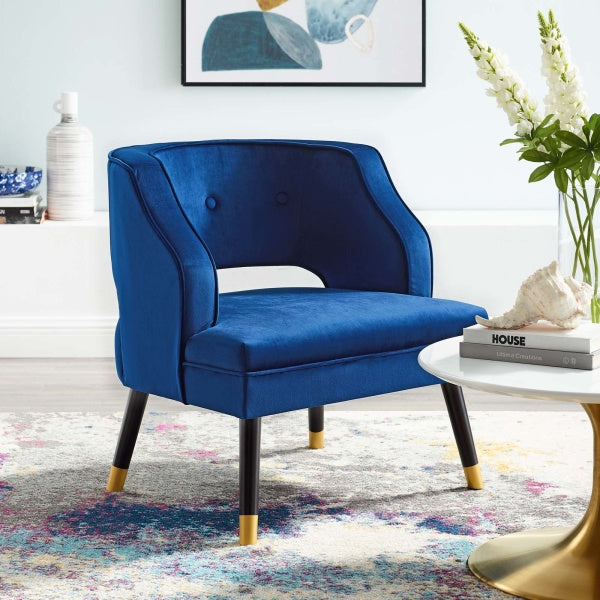 Traipse Button Tufted Open Back Stain Resistant Velvet Armchair by Modway
