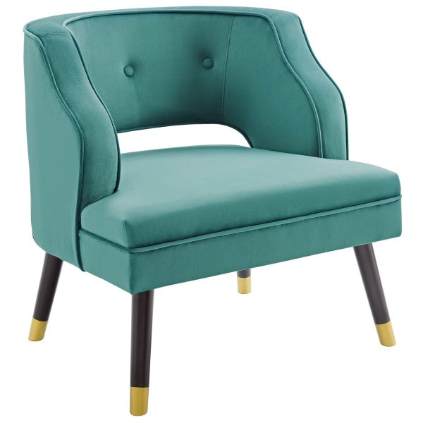 Traipse Button Tufted Open Back Stain Resistant Velvet Armchair by Modway