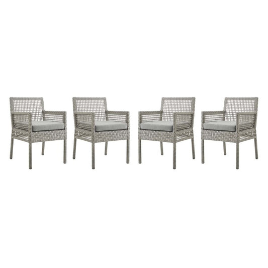 Aura Dining Armchair Outdoor Patio Wicker Rattan Set of 4 by Modway