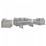 Aura 4 Piece Outdoor Patio Wicker Rattan Set Gray Gray by Modway