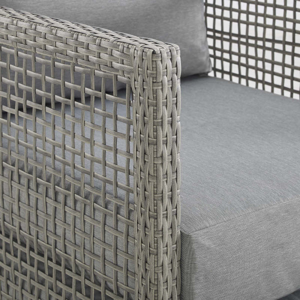 Aura 4 Piece Outdoor Patio Wicker Rattan Set Gray Gray by Modway