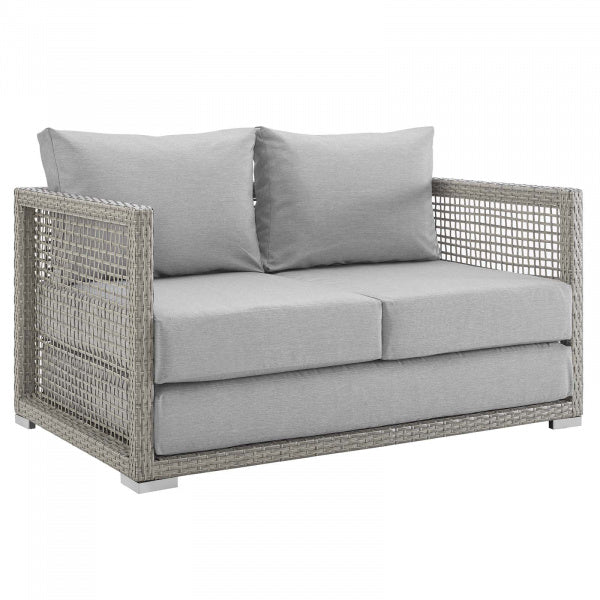 Aura 4 Piece Outdoor Patio Wicker Rattan Set Gray Gray by Modway