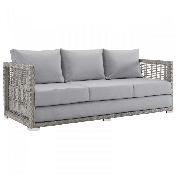 Aura 4 Piece Outdoor Patio Wicker Rattan Set Gray Gray by Modway